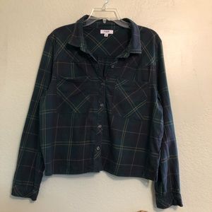 Kensie Flannel Crop Top Size Large